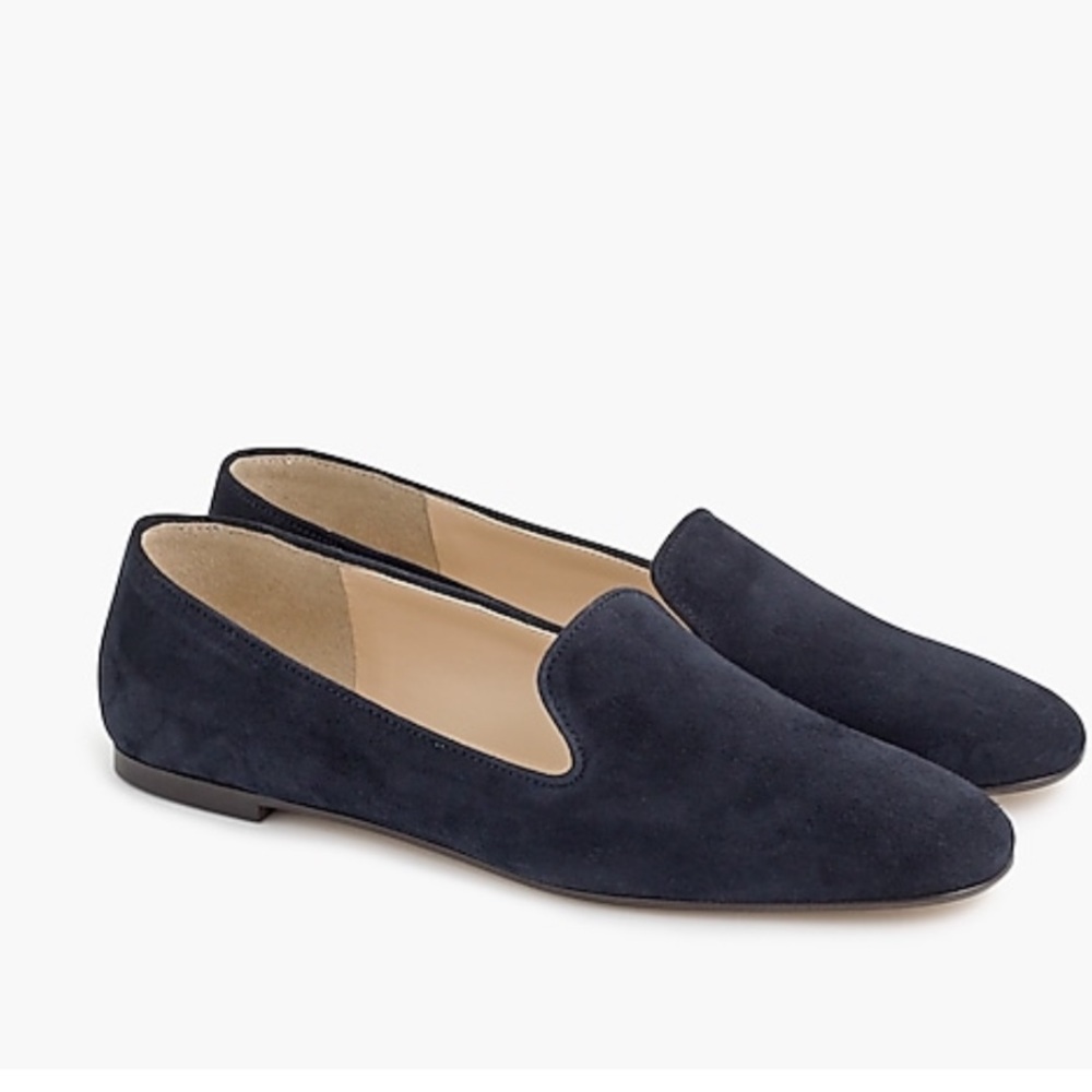 J.Crew Navy Suede Smoking Slippers